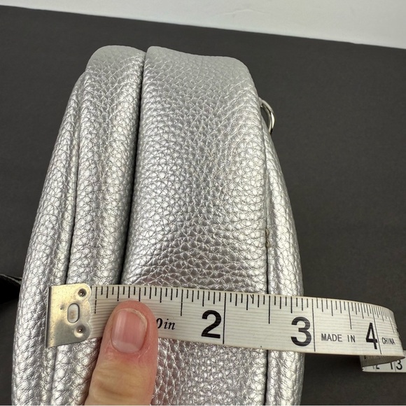 Ah Dorned Sling Bag Metallic Silver Hand At Purse Faux Leather Handbag Brand New